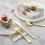 10 Pack Pre Rolled Disposable Gold Plastic Silverware Set with Napkins 3