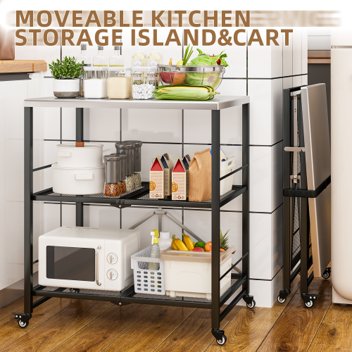 YODOLLA Foldable Stainless Dining Cart with Wheels Movable BBQ Stand 1