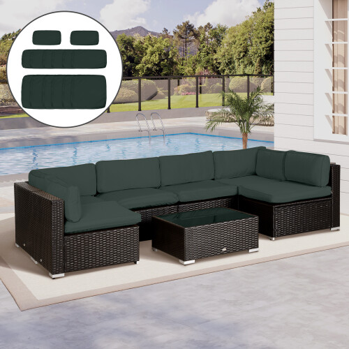 Outsunny Outsunny Garden Rattan Sofa Set Polyester Cover Replacement No Cushion Grey