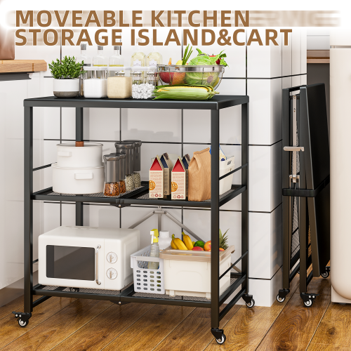 YODOLLA Foldable Stainless Dining Cart with Wheels Movable BBQ Stand 1