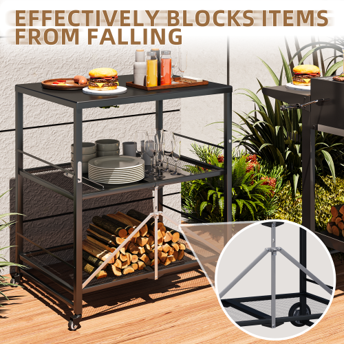 YODOLLA Foldable Stainless Dining Cart with Wheels Movable BBQ Stand 2
