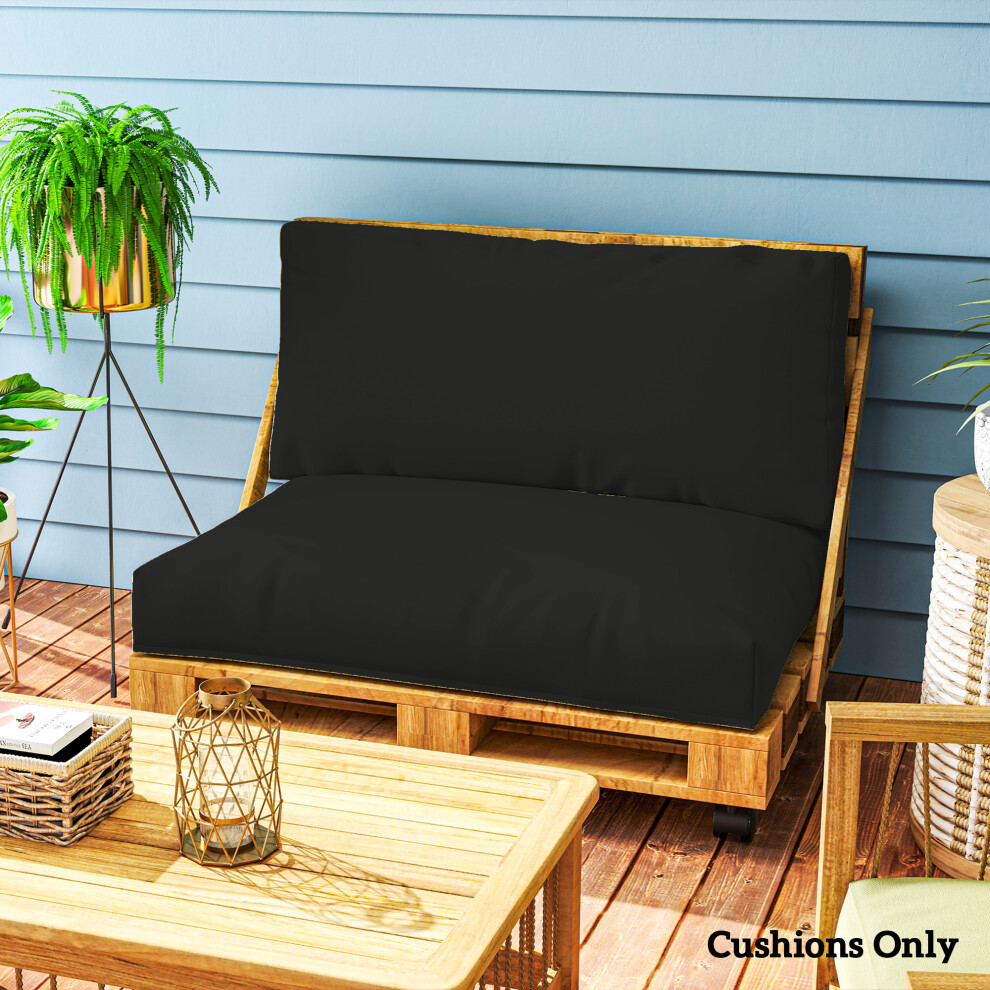 Outsunny 2 Seat Pallet Cushions 20Cm Thick Outdoor Seat Pads, Black