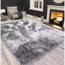 (Silver) Non Slip Extra Large Shaggy Sparkle Living Room Carpet Rugs