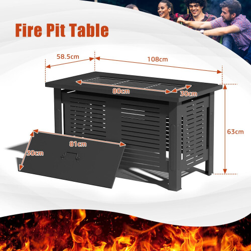 (58D x 108W x 63H) YODOLLA Large Metal Fire Pit Table 2