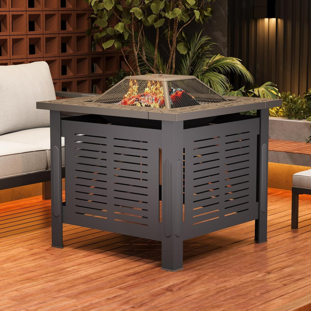 (85D x 85W x 40H) YODOLLA Large Metal Fire Pit Table