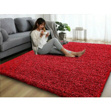 (Red, Large: 120 x 170 cm) Extra Large Thick Shaggy Rug Soft Living Room Bedroom Carpet Hallway Runner Rugs