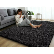 (Black, Large: 120 x 170 cm) Extra Large Thick Shaggy Rug Soft Living Room Bedroom Carpet Hallway Runner Rugs