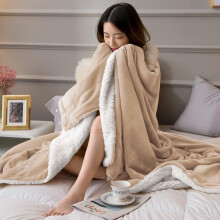 (Camel, 230x270 cm) Soft Sherpa Throw Blanket for Sofa Bed Warm Fleece