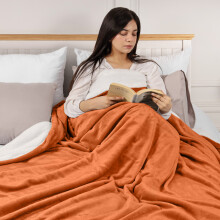 (Super King Blanket Sherpa Throw, Rust Sherpa Blanket) Soft Blankets Sherpa Fleece Throw Bed Sofa Blanket