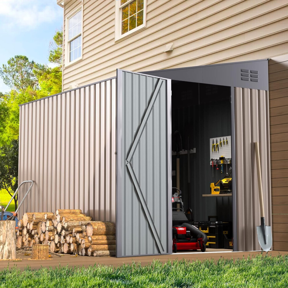 YODOLLA 2.46x1.8m Lean to Storage Shed Metal Garden Shed