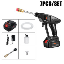 (7PCS Set) 25V 30Bar Cordless High Pressure Car Washer Cleaner for Car Cleaning Wash