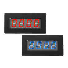(Red) 4 Digital LED Blue Red Tachometer RPM Speed Meter