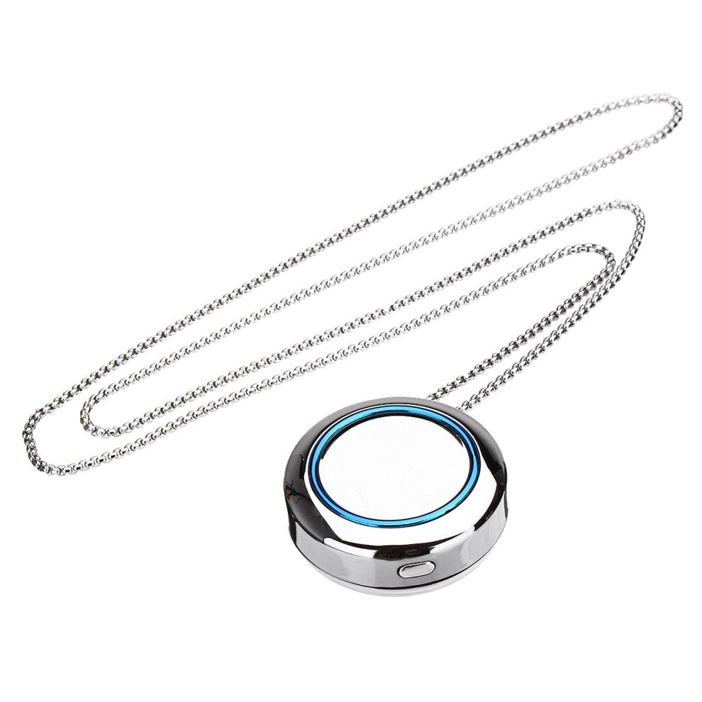 (Silver) Wearable Air Purifier Necklace PM2.5 Haze Freshner Ionizer Negative Ion Generator Odor Eliminator Remove Smoke Dust