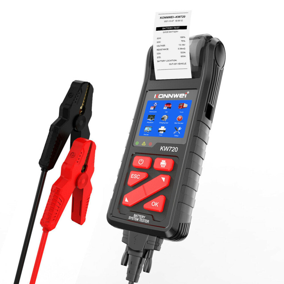 Car Battery Tester With Integrated Printer 6V/12V/24V Universal Battery Analyzer Craking/Charging Test 9078193225617