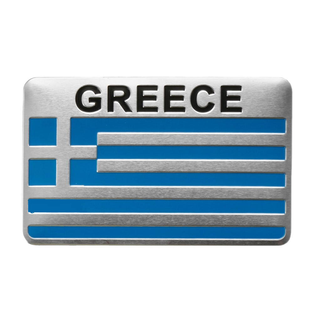 (Square - Greece) 3D Aluminum Alloy Car Auto Body Sticker Decals Turkey/Sweden/Greece/Korea/Vietnam/Japan Flag 4250937609883