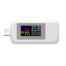 (White) 10 In 1 Color Display USB To Type-C Tester AC Current 4-30V Voltage Monitor Cut-off Power Indicator