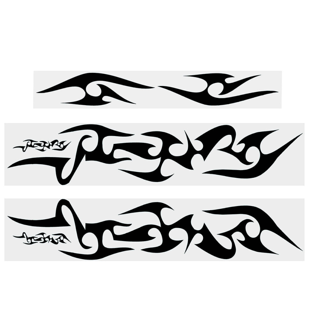 (Black) 6Pcs Universal Decal Stickers Car Body Bumper Hood Flame Graphics Decals Pvc Black 4250937608848