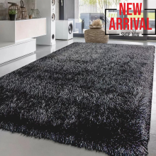 (Black Grey , 160 x 230 cm) Modern Non slip Fluffy Rugs Thick Shaggy Natty Rug