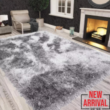 (Silver , 120 x 170 cm) Modern Non slip Fluffy Rugs Thick Shaggy Natty Rug