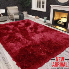 (Red , 120 x 170 cm) Modern Non slip Fluffy Rugs Thick Shaggy Natty Rug