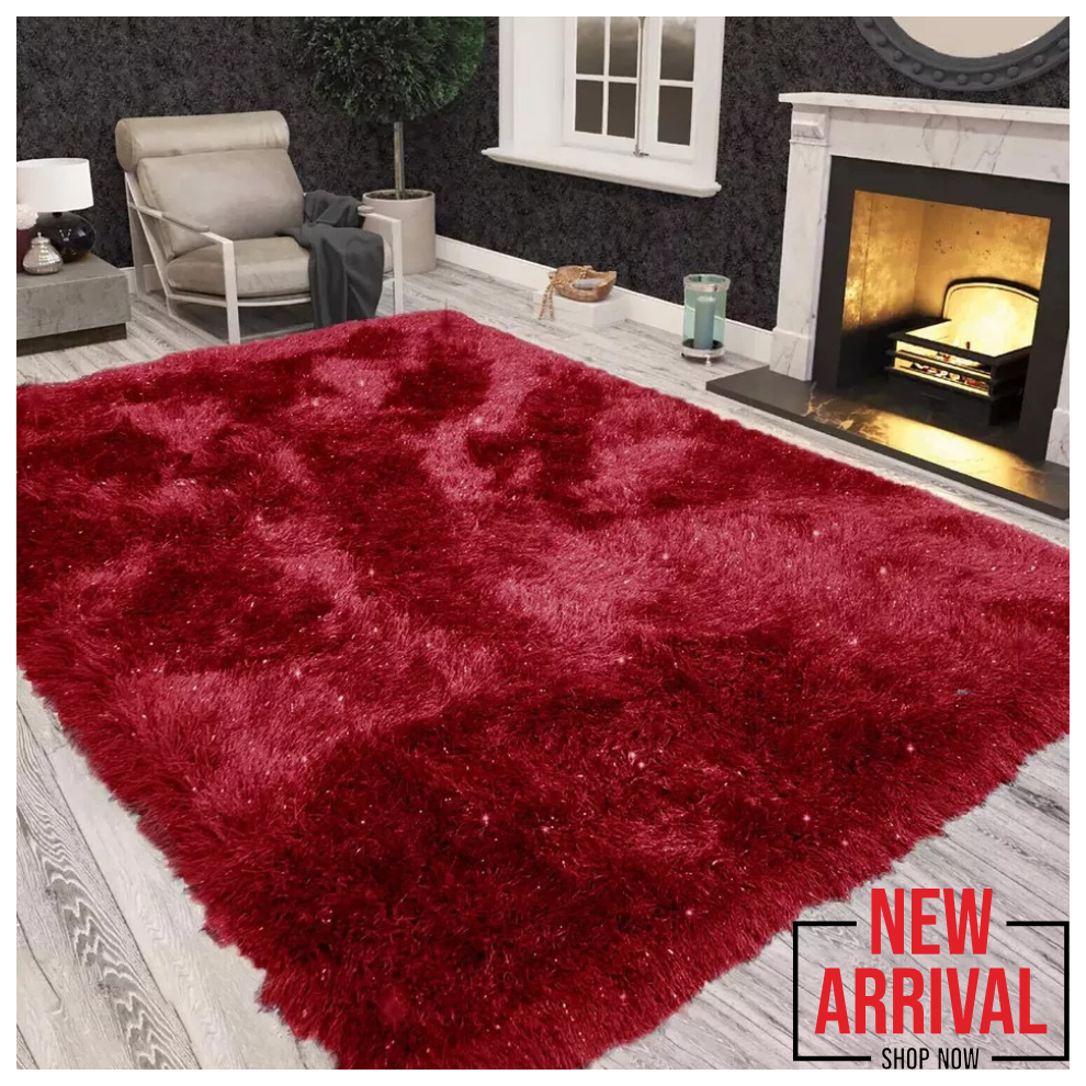 Shaggy Rugs Ltd ( 120 X 170 Cm) Modern Non Slip Fluffy Rugs Thick Shaggy Natty Rug Red