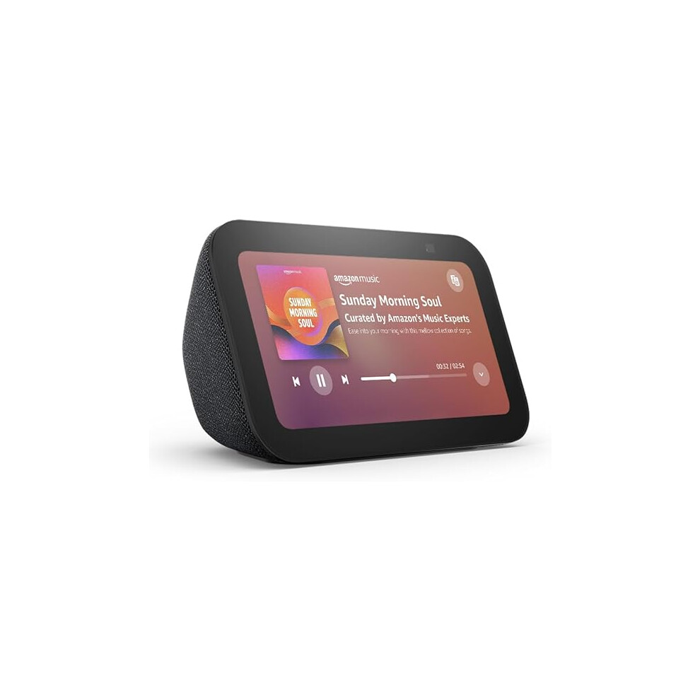 Echo Show 5 (Newest gen) | Smart Display And Alarm Clock With Clearer Sound | Charcoal