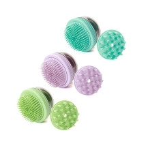 2PCS Pet Cleaning Brush Bath Massage Gel Dispenser Cats Dogs Grooming Tool Purple