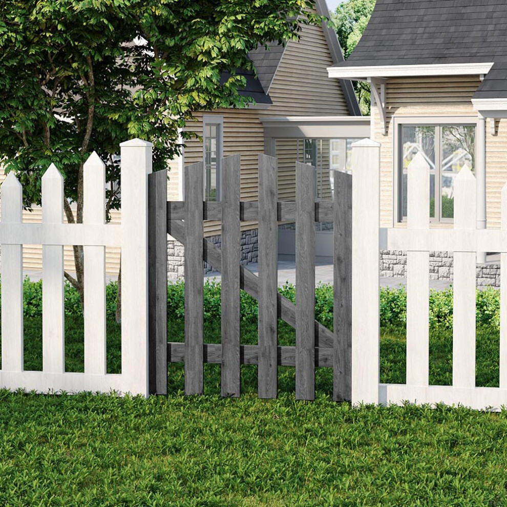 76x90cm Outdoor Wooden Garden Gate Fence Door, Grey