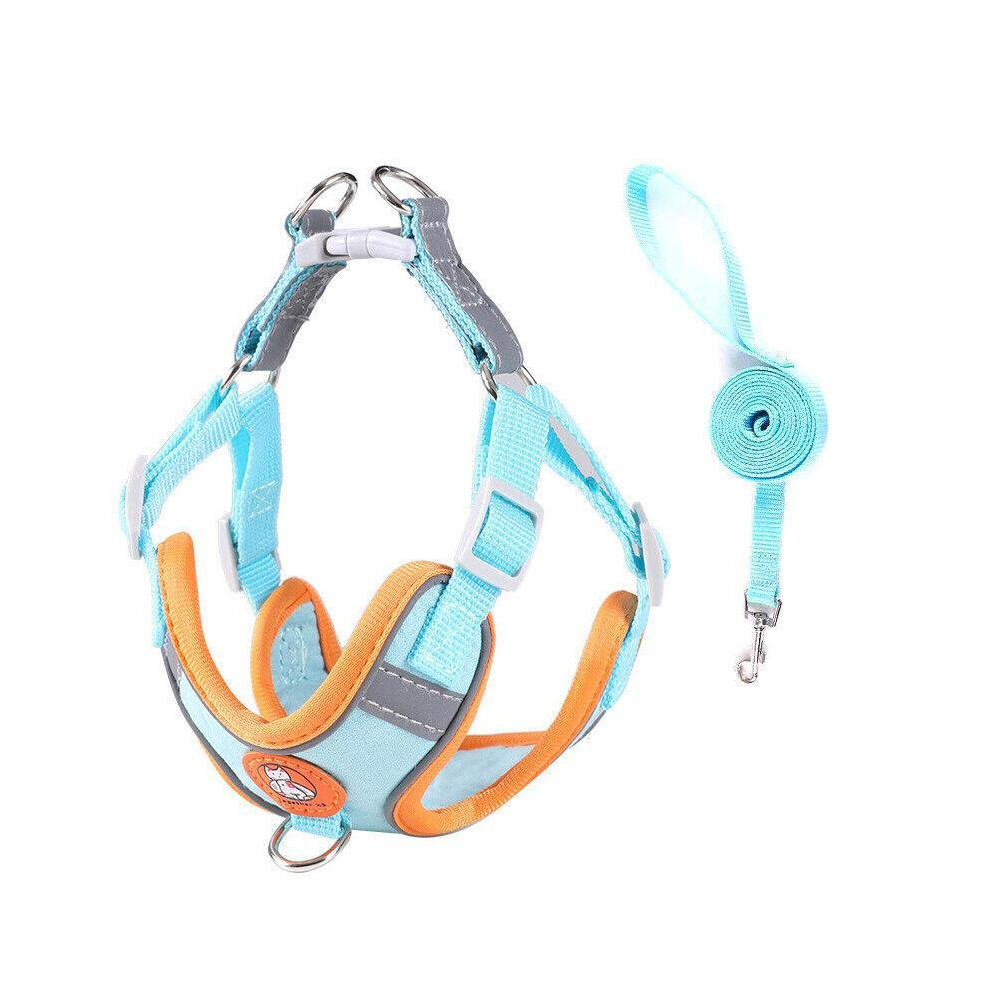 Deyaah Dog Harness Cat Lead Puppy Leash Vest Mesh Breathe Adjustable Braces Small Pet Xxxs Blue