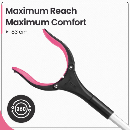 (Pink) 31" Folding Litter Picker Reacher Grabber Stick 2