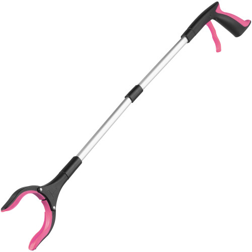 (Pink) 31" Folding Litter Picker Reacher Grabber Stick