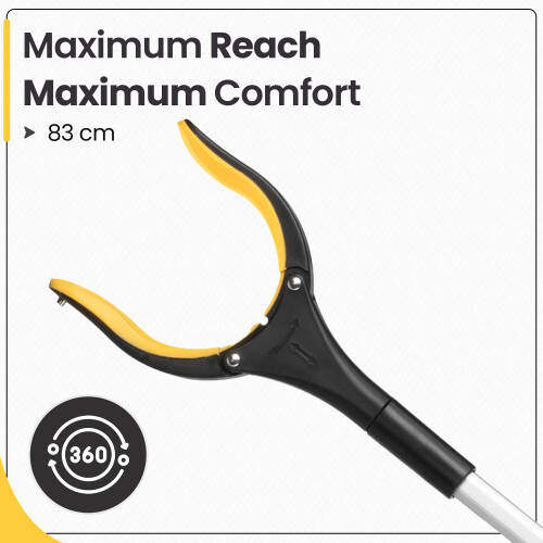 (Yellow) 31" Folding Litter Picker Reacher Grabber Stick 2