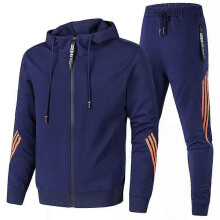 (S)Men's casual sports suit, fashionable zipper jacket, men's and women's running sports suit, navy blue
