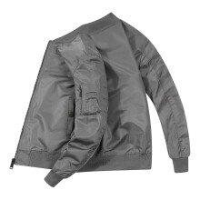 (XXXXL)Men's jacket, baseball uniform, workwear jacket, pilot jacket, zipper, spring and autumn jacket, couple's outfit, gray