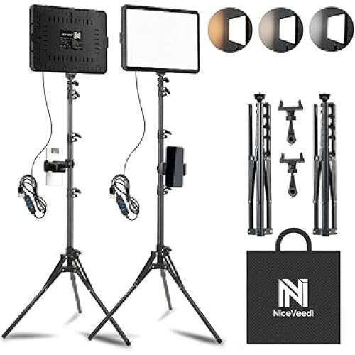 NiceVeedi 2-Pack Photography LightIing Kit, 25 * 20CM Dimmable15W LED