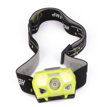 (Yellow) COB LED Headlamp USB Interface Waterproof Camping Hiking Cycling Fishing Light Bike Bicycle