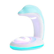 (Blue) LED Lamp Night Light USB Rechargeable Rainbow Dolphin Projector Romantic Atmosphere Home Party Decoration