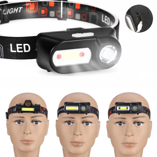 (C) USB Rechargeable COB Headlamp Running Camping Fishing Cycling Flashlight Sensor Work Light 1