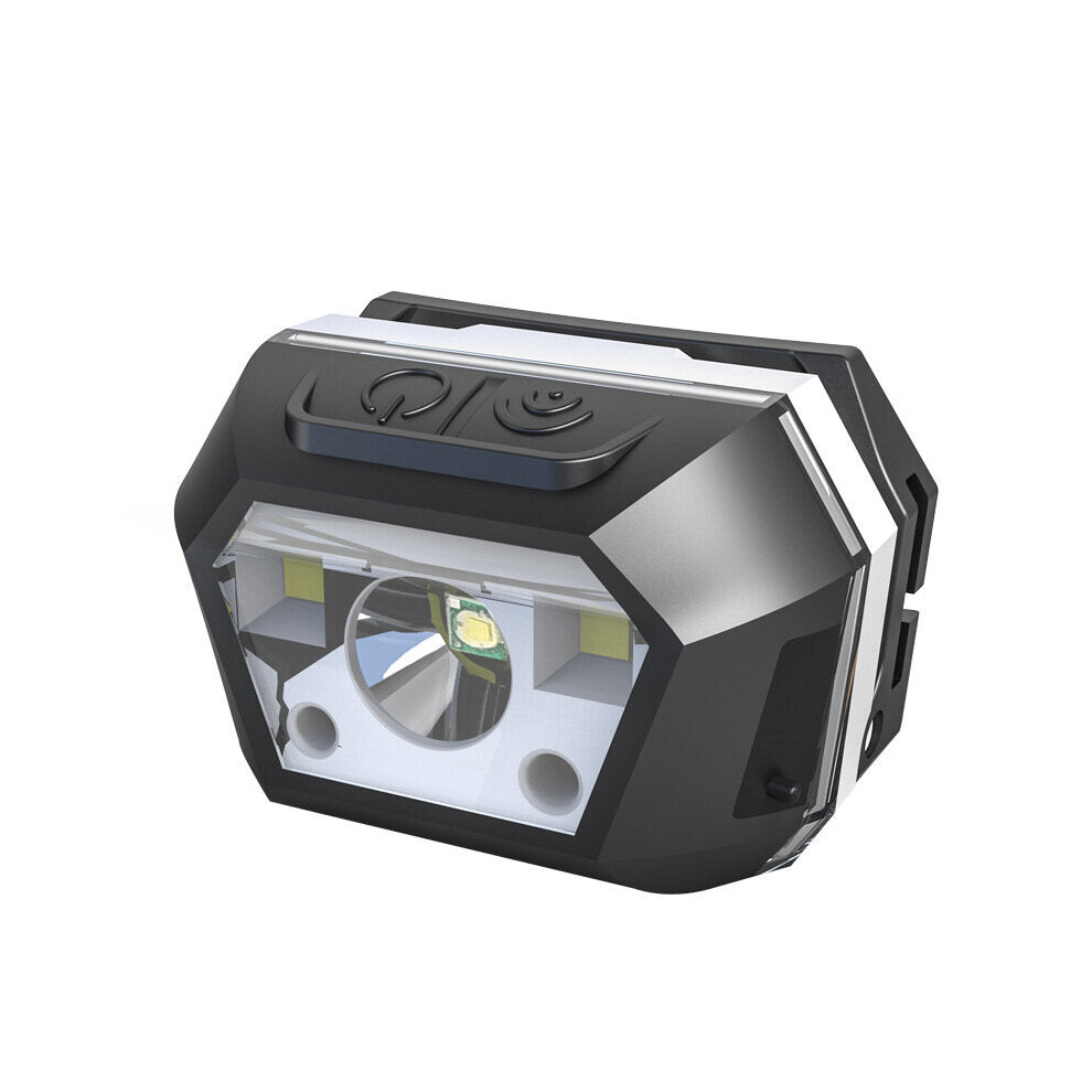 (Cool White) 650LM XPE+SMD Smart Sensor Mini Headlamp 2Modes USB Rechargeable Waterproof Outdoor Riding Fishing Headlamp