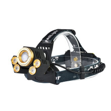 (Gold, T6+4 xXPE White light) USB Headlamp Camping Hunting Bike Bicycle Cycling Motorcycle Electric 18650