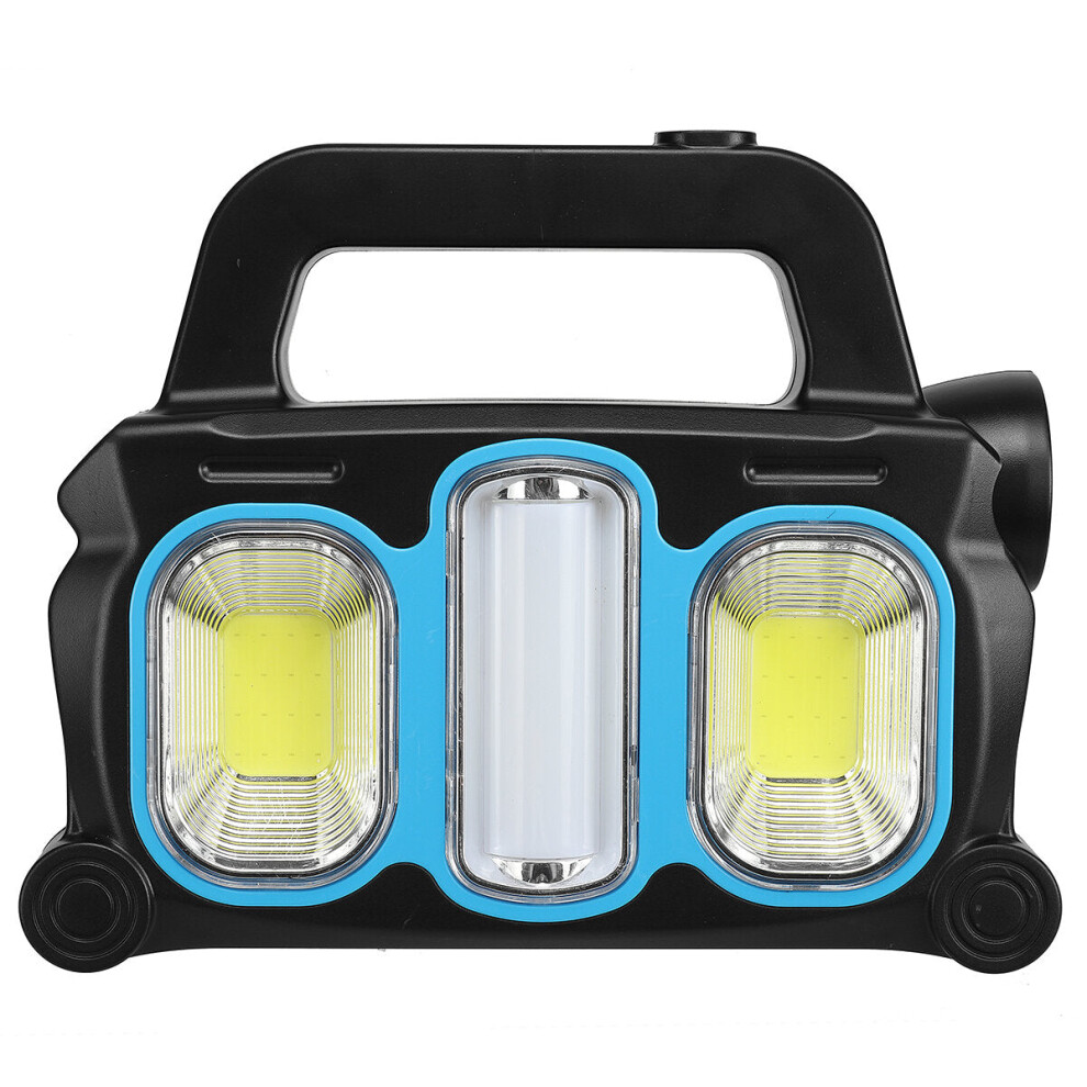 (Blue, L) COB LED Solar Work Lights IP65 Waterproof 3 Mode USB Rechargeable Portable Floodlight Lamps Outdoor Camping