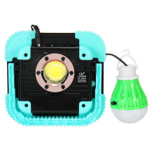 (Blue) COB Solar Camping Light USB Rechargeable Waterproof Flood Light Work Lamp Floodlight for Outdoor Hiking Travel Fishing Emergency Car Repairing