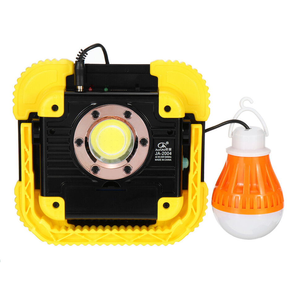 (Yellow) COB Solar Camping Light USB Rechargeable Waterproof Flood Light Work Lamp Floodlight for Outdoor Hiking Travel Fishing Emergency Car Repairing