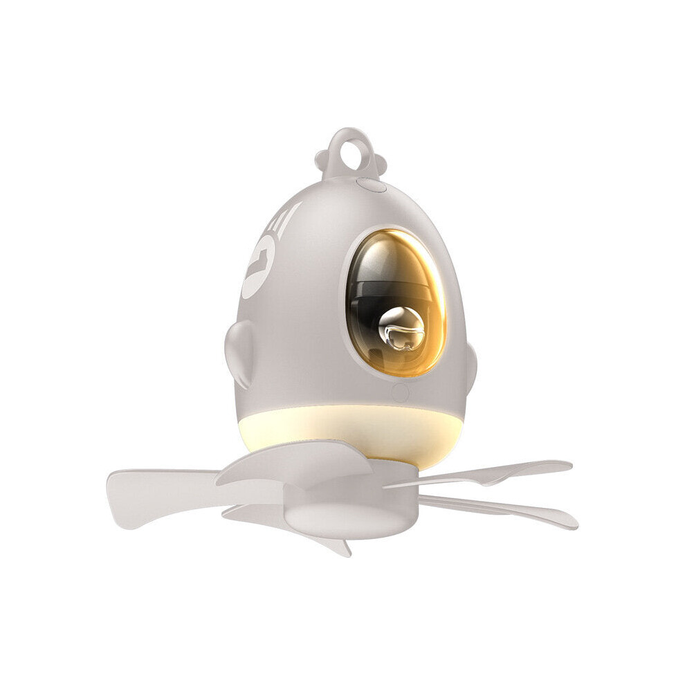 (White) Mini Ceiling Fan Light 4 Modes Adjustable Hanging Tent Fan 3 Gear LED Lamp for Outdoor Camping Travel