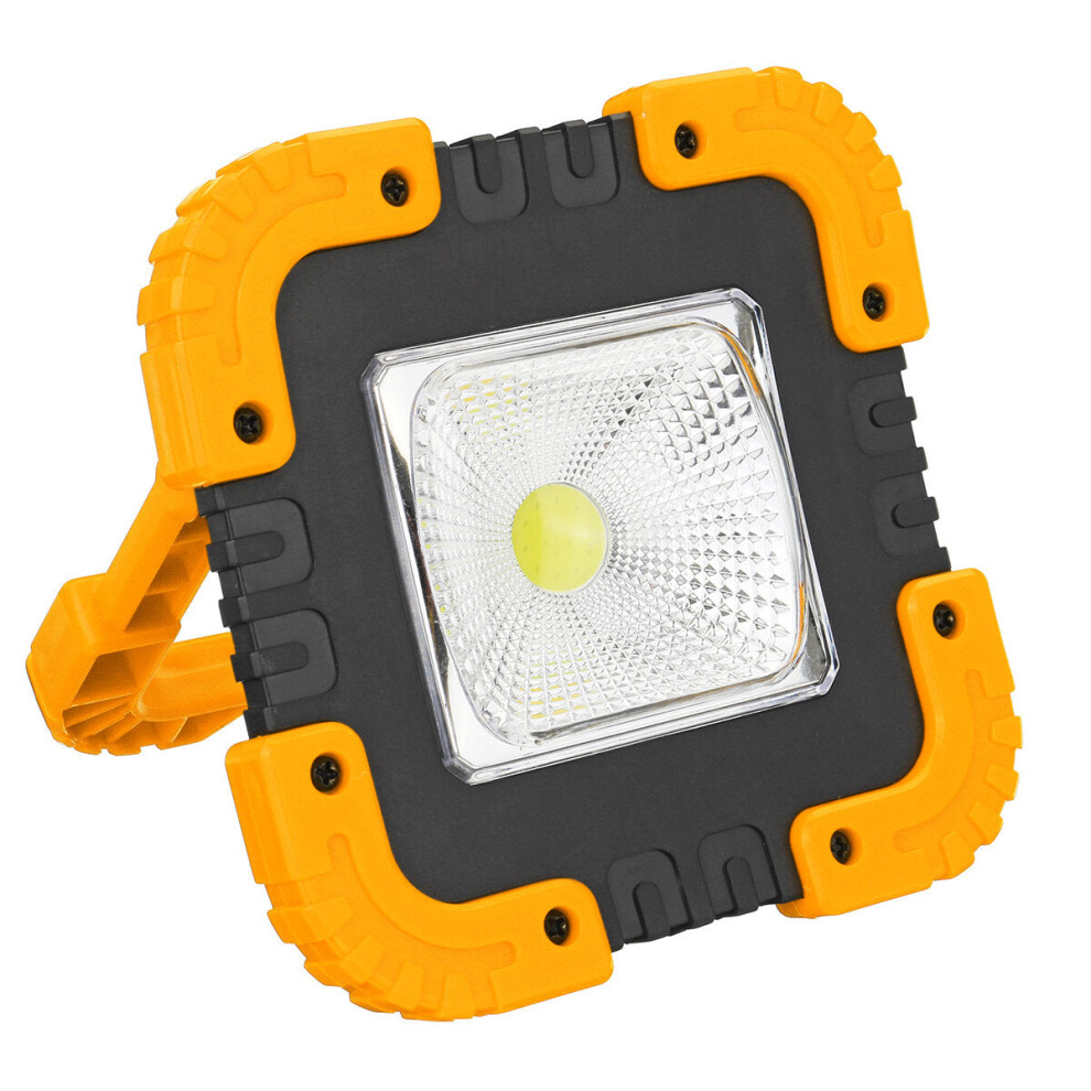 (Yellow) Portable 20W Solar LED Work Light COB Camping Lamp USB Rechargeable Flood Spot Lamp Hand Light