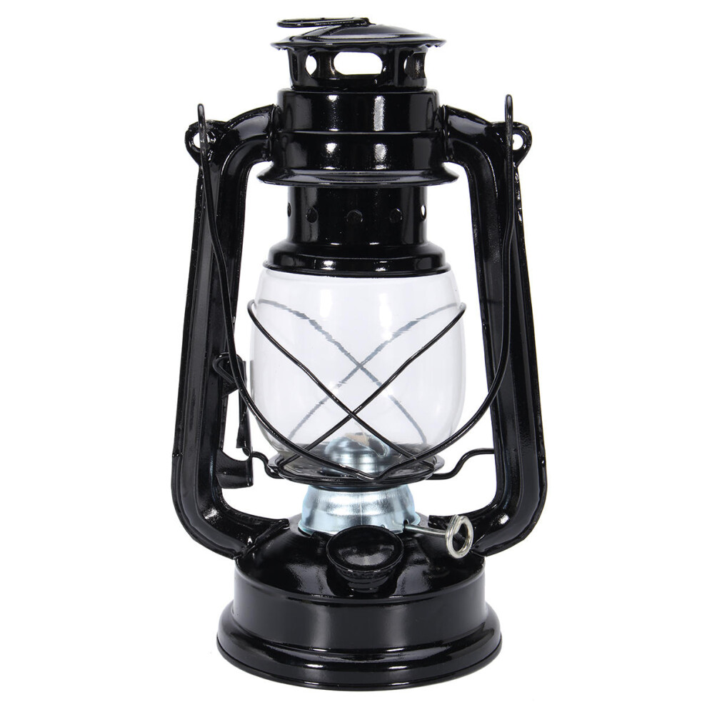 (Black) Retro Oil Lantern Outdoor Garden Camp Kerosene Paraffin Portable Hanging Lamp