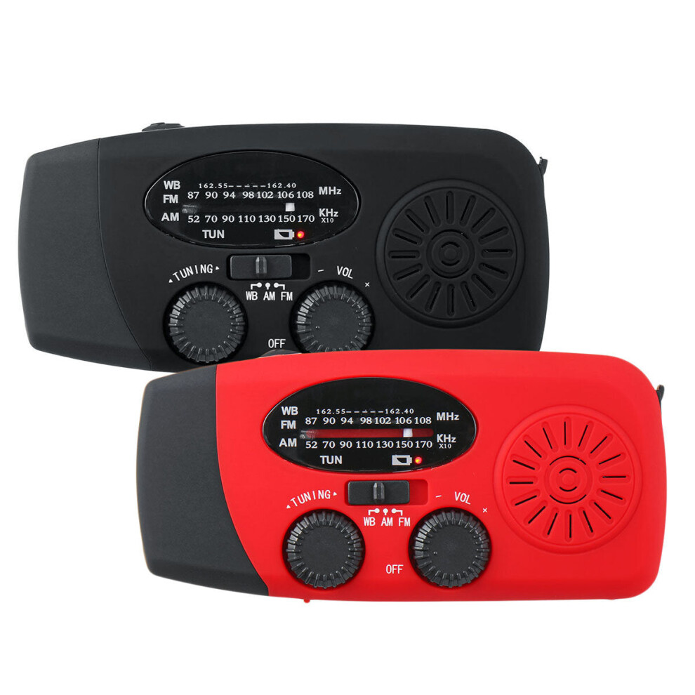 (Black) USB Solar Radio LED Emergency Lamp Flashlight Hand Crank Generation Camping Light-image-OPC-PFZMFDN-NEW