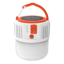 (White) Portable Night Market Hanging Lantern Solar Camping Lights Tent Lamp USB Charge Bulb for BBQ Hiking Emergency Power Bank 2400mAh
