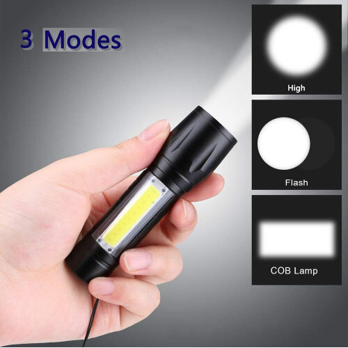 (D Packing) Portable Rechargeable Zoom LED Flashlight Torch Lantern 3 Lighting Modes Camping Light Mini Led 2