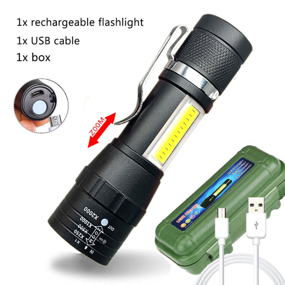 (I Packing) Portable Rechargeable Zoom LED Flashlight Torch Lantern 3 Lighting Modes Camping Light Mini Led